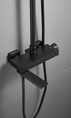 Душевая система Belz B672-7 B24672-7 Черная матовая латунь на стену