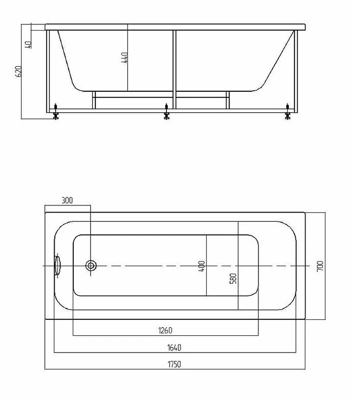 Акриловая ванна Aquatek Eco-friendly Мия 175x70 MIY175-0000001 без панелей, каркаса и слив-перелива