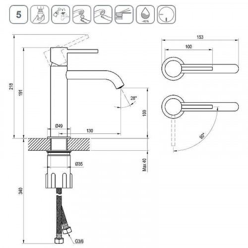 Смеситель для раковины Ravak Espirit BeCool ES 012.01CR X070394 Хром