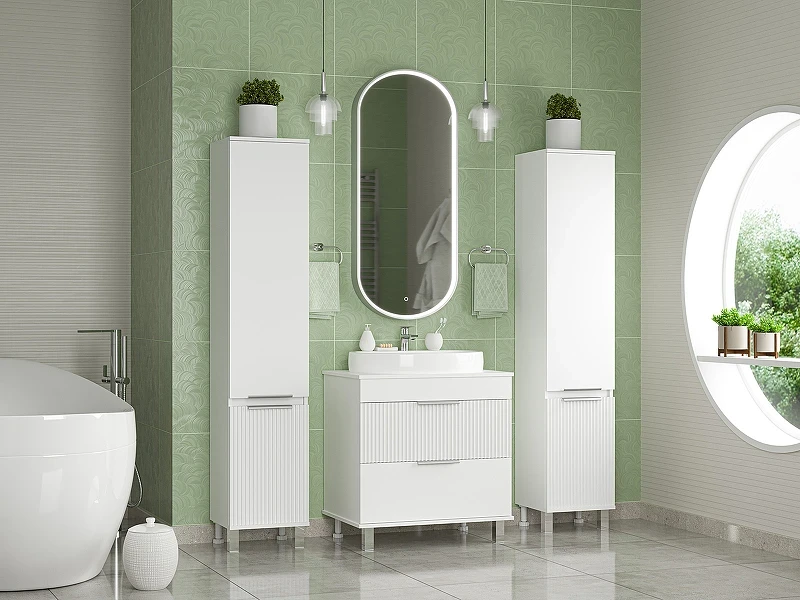 Шкаф пенал Brevita Enfida 35 L ENF-05035-010L Белый матовый МДФ / ЛДСП