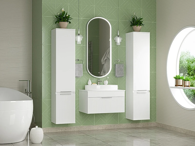 Шкаф пенал Brevita Enfida 35 L ENF-05035-010L Белый матовый МДФ / ЛДСП