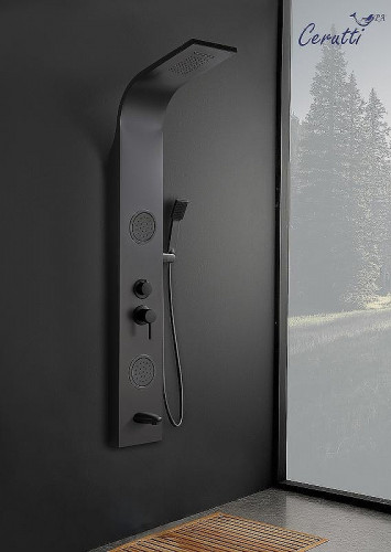 Душевая панель Ceruttispa Twin BK CT9984 с гидромассажем Черная