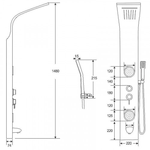 Душевая панель Ceruttispa Twin BK CT9984 с гидромассажем Черная