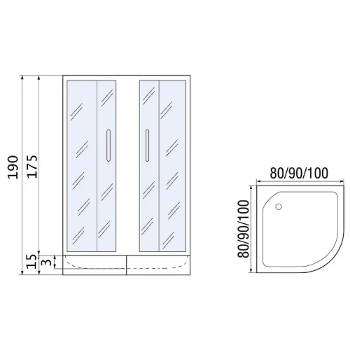 Душевой уголок River Don Light 80x80 MT 10000008312 с поддоном