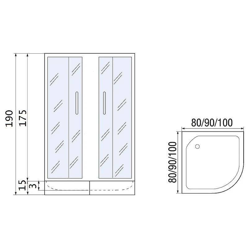 Душевой уголок River Don Light 80x80 MT 10000008312 с поддоном