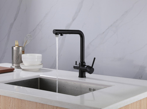 Смеситель для кухни Abber Emotion AF8814B Черный матовый латунь