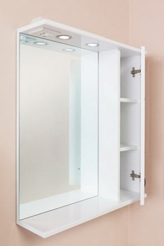 Зеркало со шкафом Onika Балтика 67.02 R 206704 с подсветкой Белое МДФ / ЛДСП, стекло