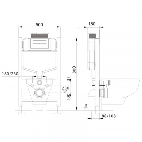 Инсталляция Aquatek INS-0000018 для унитаза без клавиши смыва нержавеющая сталь
