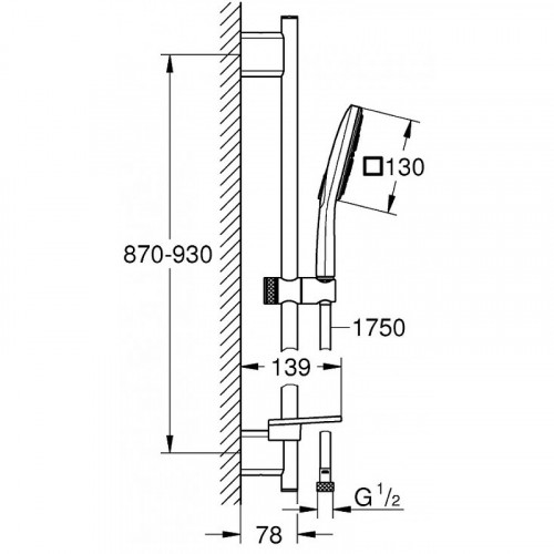 Душевой гарнитур Grohe Rainshower SmartActive 26587000 Хром латунь на стену