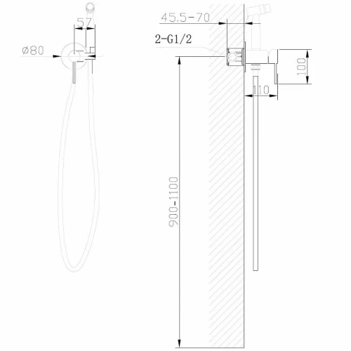 Гигиенический душ со смесителем Abber Emotion AF8125MRG цвет Розовое золото матовое