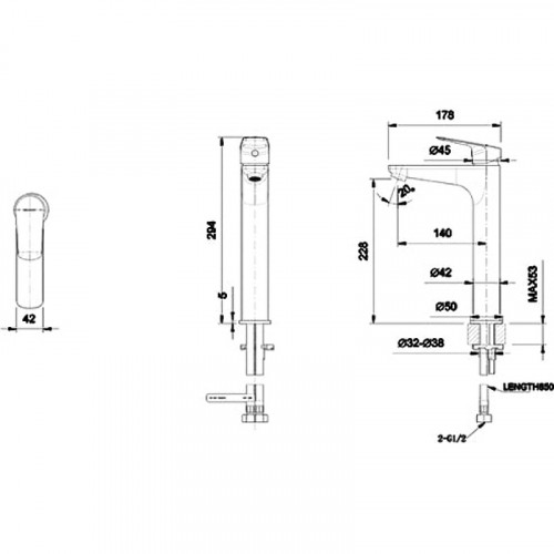 Смеситель для раковины Bravat Rhein F1429564CP-A-ENG Хром латунь