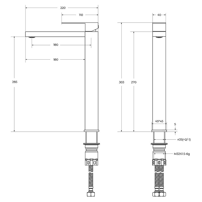 Смеситель для раковины Cezares Slider SLIDER-LC-01-W0 Хром нержавеющая сталь
