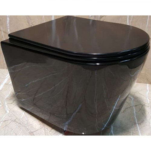 Унитаз CeramaLux NS-5178-18 подвесной Черный с сиденьем Микролифт фаянс подвесной