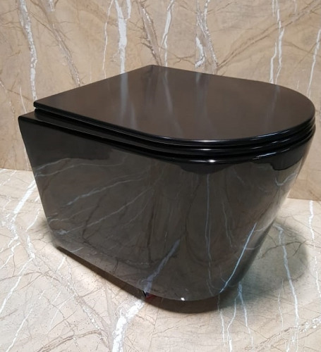 Унитаз CeramaLux NS-5178-18 подвесной Черный с сиденьем Микролифт фаянс подвесной