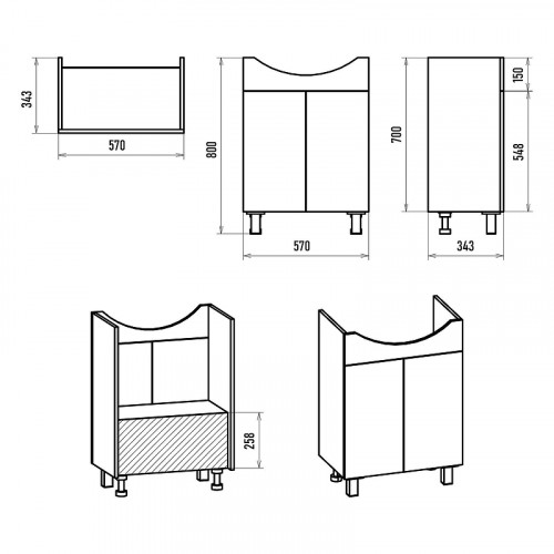 Тумба с раковиной Misty Изео 60 УТ000015756 Белая