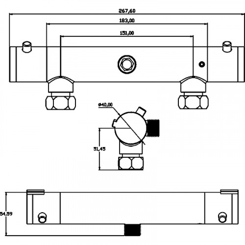 Смеситель для душа Swedbe Mercury 9025 с термостатом Хром латунь на стену