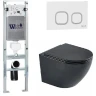 Комплект унитаза с инсталляцией WeltWasser AMBERG 350 ST + MERZBACH 043 MT-BL + AMBERG RD-WT 10000011325 цвет Черный матовый с сиденьем Микролифт и клавишей смыва цвет Белый