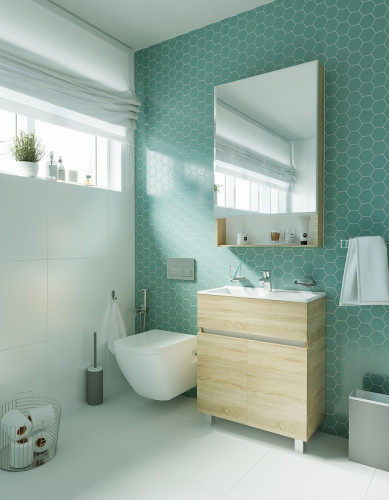 Тумба с раковиной 1MarKa Mira 60Н У83303 Дуб сонома МДФ / ЛДСП