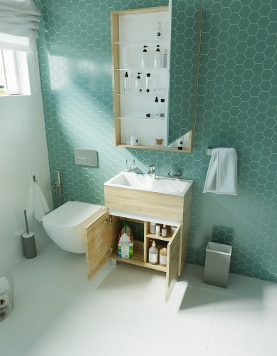 Тумба с раковиной 1MarKa Mira 60Н У83303 Дуб сонома МДФ / ЛДСП