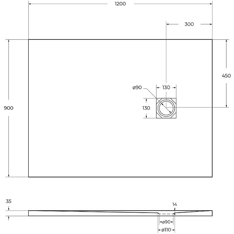 Душевой поддон из искусственного камня BelBagno Uno 120x90 TRAY-MR-UNO-AH-120/90-35-NERO-CR Черный матовый