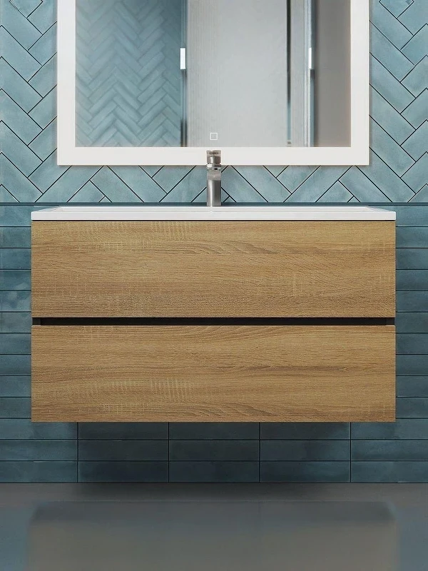 Тумба под раковину Uperwood Barsa 90 2937205253 подвесная цвет Черный матовый Дуб сонома