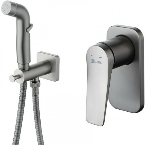Гигиенический душ со смесителем Lemark Bronx LM3719GM Графит латунь встраиваемый