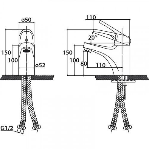 Смеситель для раковины Kaiser County 55011-4 Белый матовый латунь