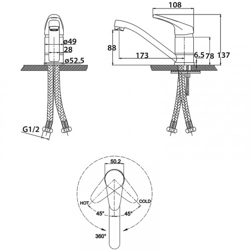 Смеситель для раковины Kaiser County 66211 Хром латунь