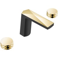 Смеситель для раковины Boheme Venturo 150-BG-DIAMOND Черный матовый Золото латунь