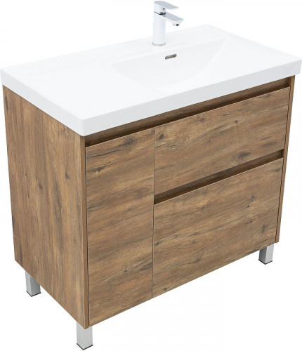 Тумба под раковину Aquanet Nova Lite 2.0 90 R 346345 цвет Дуб рустикальный