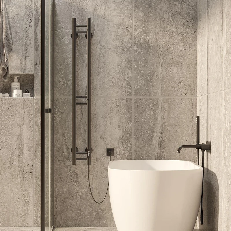 Электрический полотенцесушитель Mixline Moon 120х10 556251 с крючками цвет Черный матовый