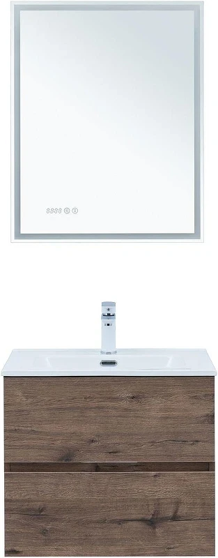 Тумба с раковиной Aquanet Алвита New 60 335685 подвесная цвет Дуб веллингтон табак