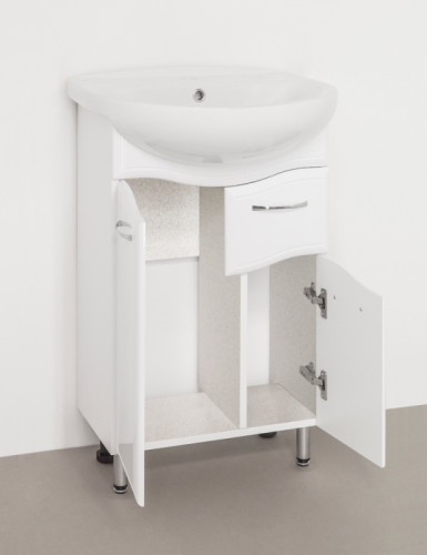 Тумба под раковину Style Line Эко Волна 11 Антик 55 Белый глянец МДФ / ЛДСП