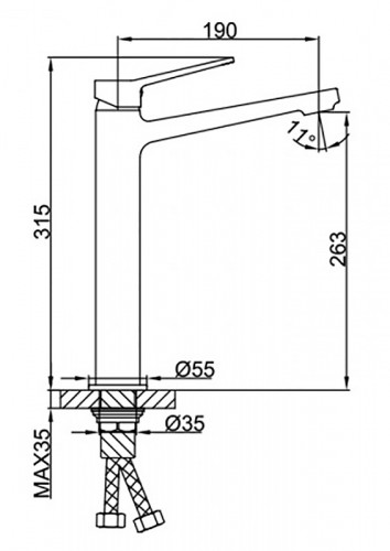 Смеситель для раковины Frap H62 F1062-2 Черный матовый латунь