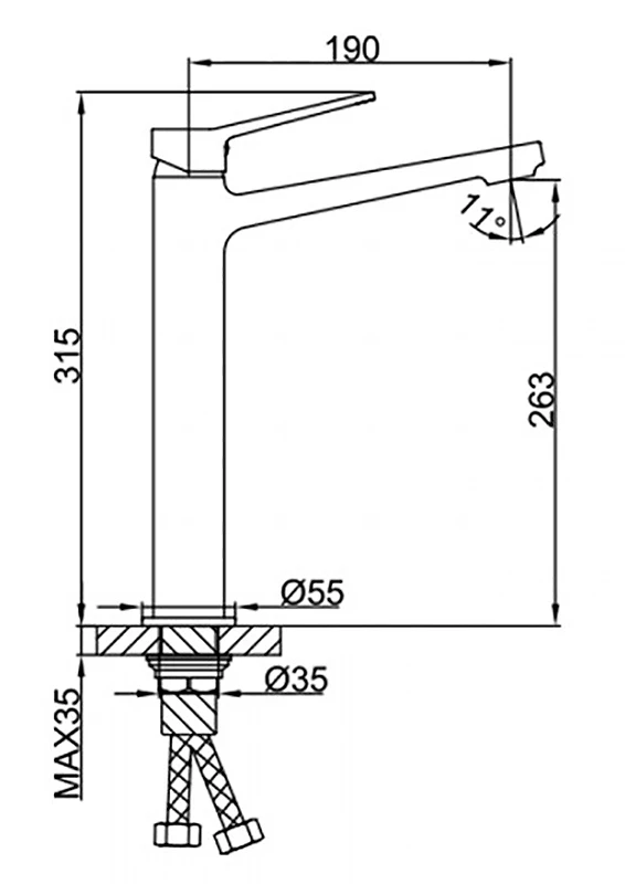 Смеситель для раковины Frap H62 F1062-2 Черный матовый латунь