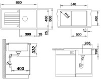 Кухонная мойка Blanco Zia 5S 520511 Антрацит искусственный камень (литьевой мрамор) встраиваемый
