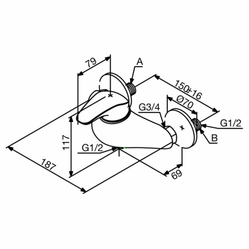Смеситель для душа Damixa Space 102000000 Хром на стену