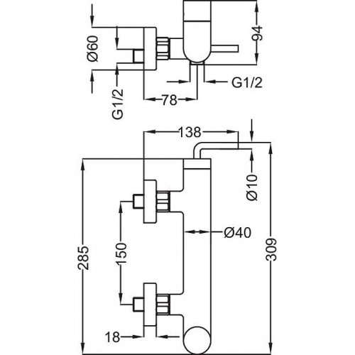 Смеситель для душа Cezares Eco ECO-DM-01-Cr Хром латунь на стену