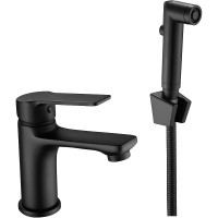 Смеситель для раковины ESKO Singapore Black SB 27H с гигиеническим душем Черный матовый латунь