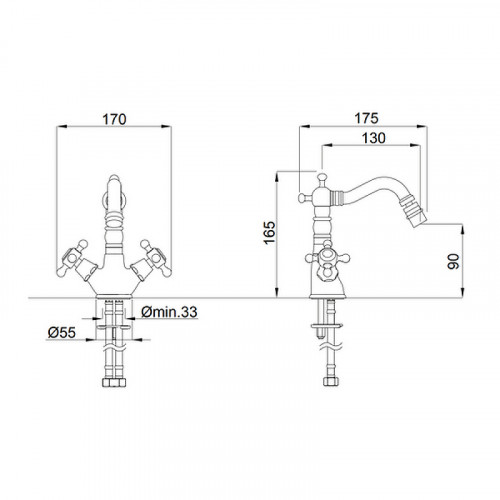 Смеситель для биде Migliore Revival 19508 Золото латунь
