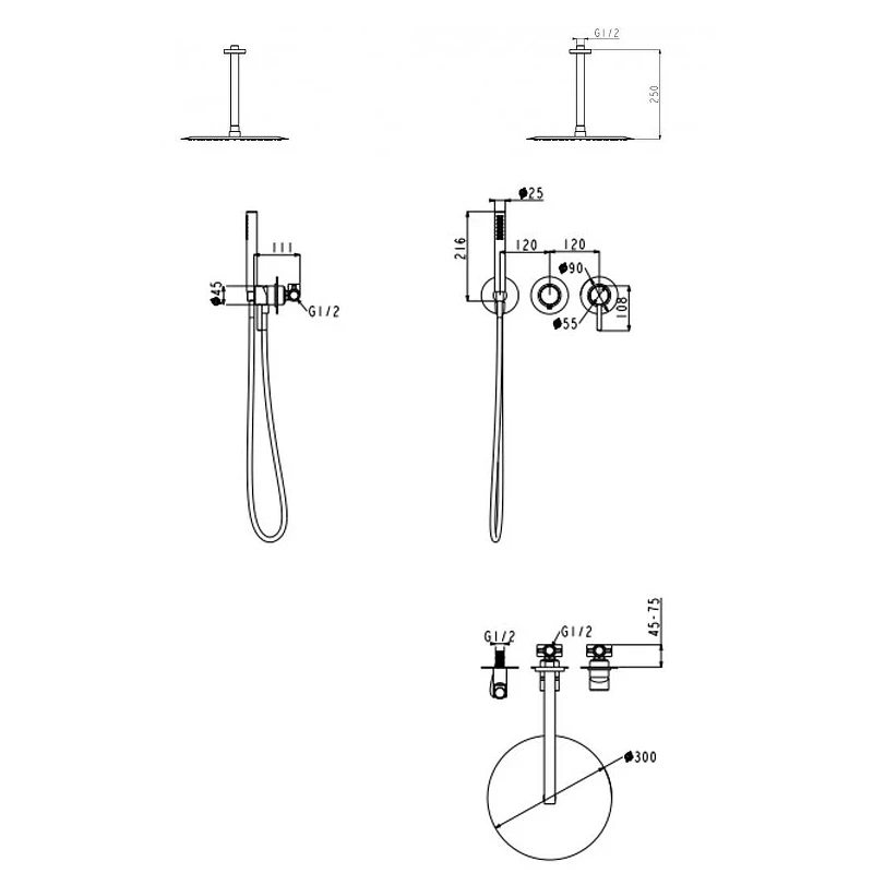 Душевая система FILARETE Roun FL1032BL цвет Черный матовый
