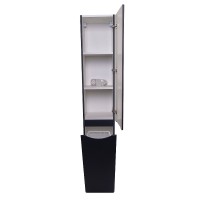 Шкаф пенал Style Line Бергамо 30 R СС-00002331 с бельевой корзиной Черный антискрейтч МДФ / ЛДСП