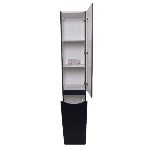 Шкаф пенал Style Line Бергамо 30 R СС-00002331 с бельевой корзиной Черный антискрейтч МДФ / ЛДСП