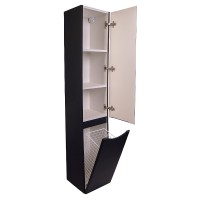 Шкаф пенал Style Line Бергамо 30 R СС-00002331 с бельевой корзиной Черный антискрейтч МДФ / ЛДСП