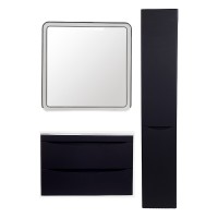 Шкаф пенал Style Line Бергамо 30 R СС-00002331 с бельевой корзиной Черный антискрейтч МДФ / ЛДСП