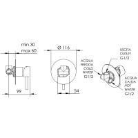 Смеситель для душа Remer X-Style X30LCFP Черный хром брашированный латунь встраиваемый