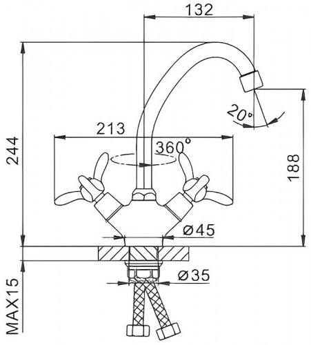 Смеситель для кухни Frap H12 F4112-2 Хром