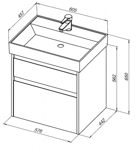 Тумба с раковиной Aquanet Nova Lite 60 245241 подвесная Дуб рошелье МДФ / ЛДСП