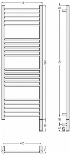 Электрический полотенцесушитель Сунержа Богема 3.1 прямая 120x40 32-6005-1240 цвет Золотой шёлк