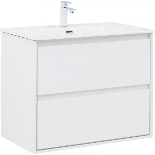 Тумба под раковину Aquanet Милан 80 336369 подвесная Белый глянец МДФ / ЛДСП